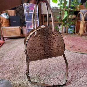 Structured Faux Ostrich Handbag